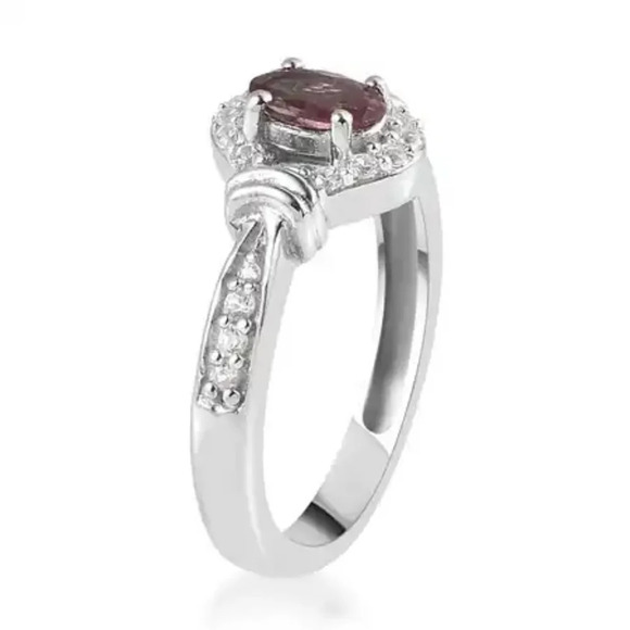 Natural Color Change Garnet & White Zircon Ring & Pendant Halo Style Set. - Picture 3 of 5